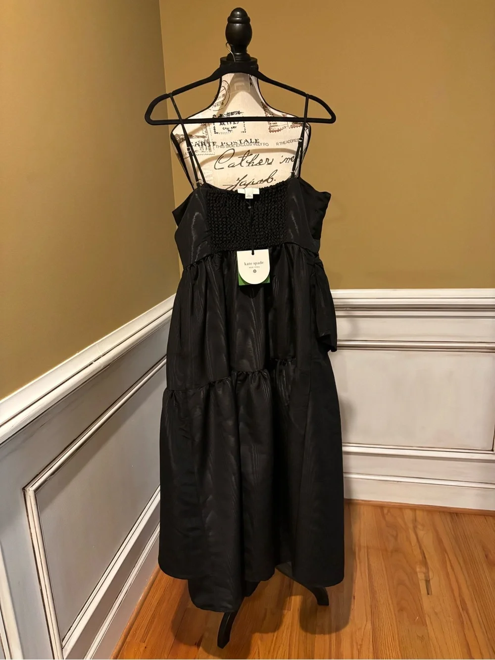 kate spade Black Tiered Ruffle Midi Dress